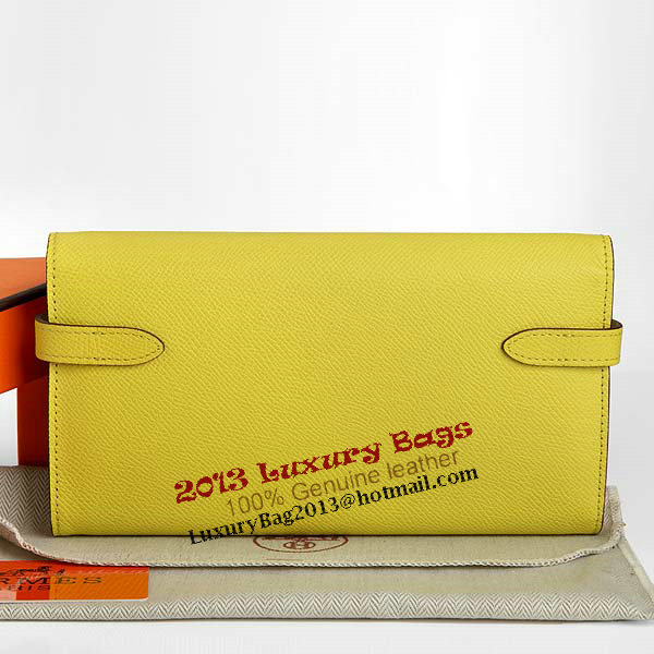 Hermes Kelly Original Saffiano Leather Bi-Fold Wallet A708 Lemon