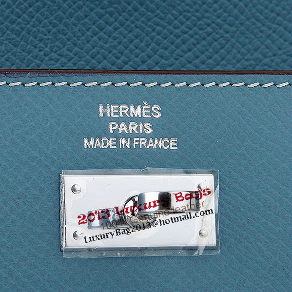 Hermes Kelly Original Saffiano Leather Bi-Fold Wallet A708 Light Blue