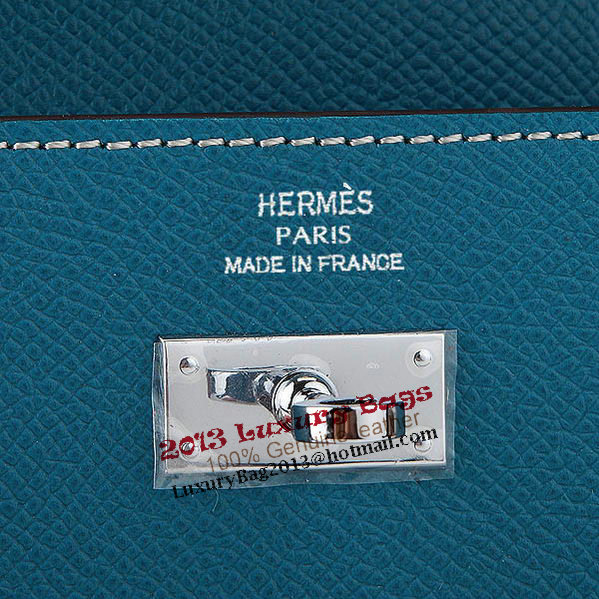 Hermes Kelly Original Saffiano Leather Bi-Fold Wallet A708 Medium Blue