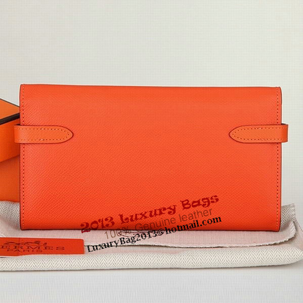 Hermes Kelly Original Saffiano Leather Bi-Fold Wallet A708 Orange