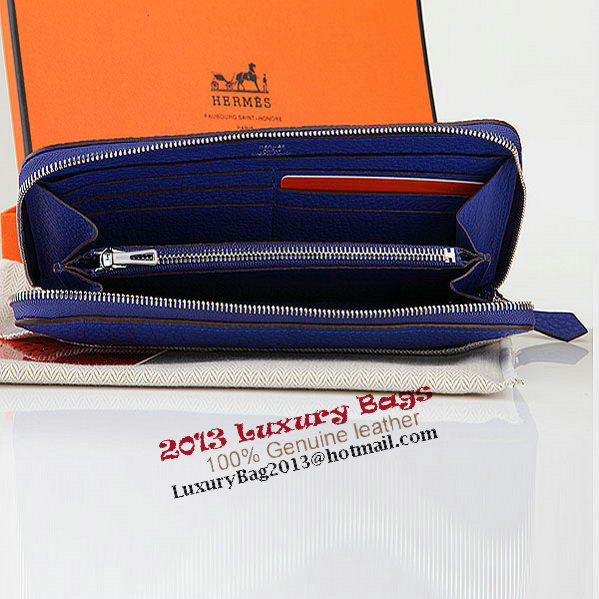 Hermes Zipper Wallet Original Leather A309 RoyalBlue