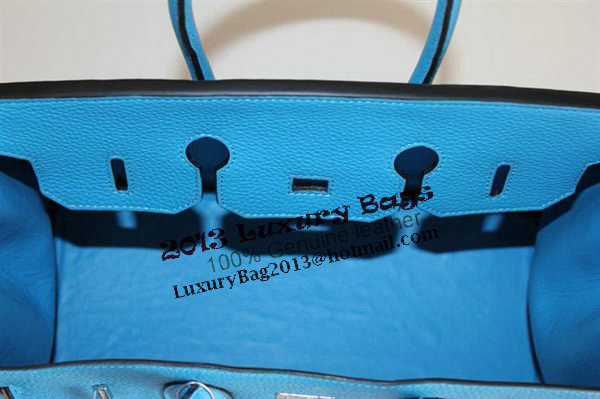 Hermes Birkin 35CM Tote Bag Blue Clemence Leather H6089 Silver