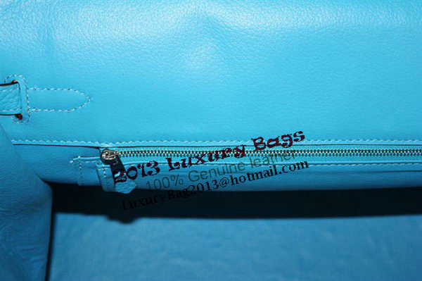 Hermes Birkin 35CM Tote Bag Blue Clemence Leather H6089 Silver