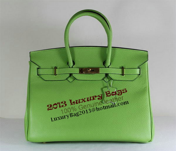 Hermes Birkin 35CM Tote Bag Green Clemence Leather H6089 Gold