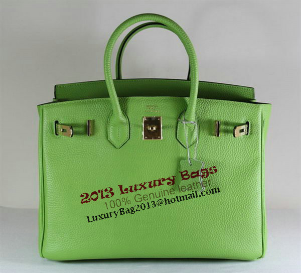 Hermes Birkin 35CM Tote Bag Green Clemence Leather H6089 Gold