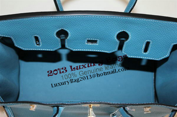 Hermes Birkin 35CM Tote Bag Light Blue Clemence Leather H6089 Gold