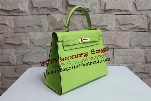 Hermes Kelly 32cm Shoulder Bag Green Saffiano Leather K32 Gold