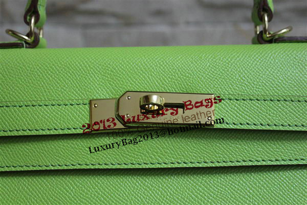 Hermes Kelly 32cm Shoulder Bag Green Saffiano Leather K32 Gold