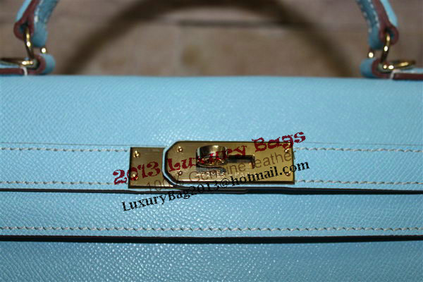 Hermes Kelly 32cm Shoulder Bag Light Blue Saffiano Leather K32 Gold