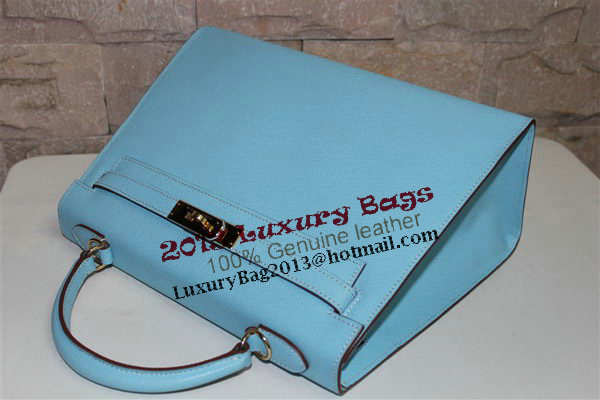 Hermes Kelly 32cm Shoulder Bag Light Blue Saffiano Leather K32 Gold