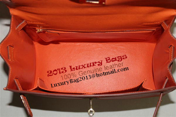 Hermes Kelly 32cm Shoulder Bag Orange Saffiano Leather K32 Gold