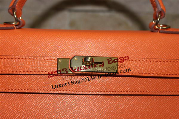 Hermes Kelly 32cm Shoulder Bag Orange Saffiano Leather K32 Gold