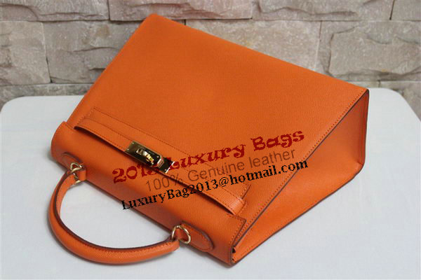 Hermes Kelly 32cm Shoulder Bag Orange Saffiano Leather K32 Gold