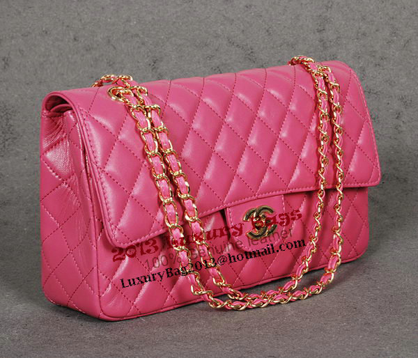 Chanel Classic Flap Bag 1113 Rose Sheep Leather Gold