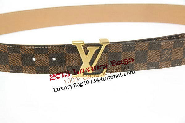 Louis Vuitton Damier Ebene Canvas Belt LV207 Gold