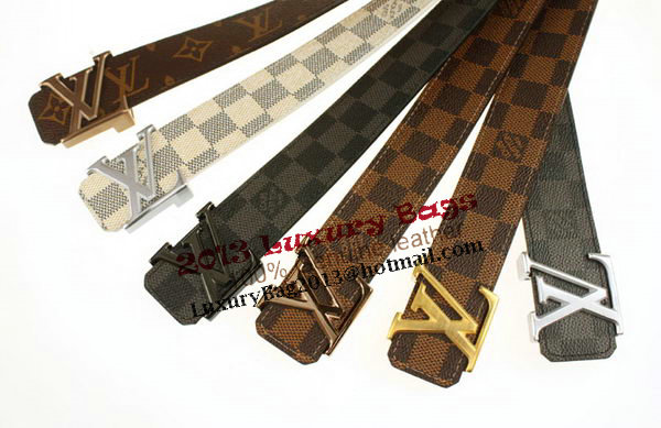 Louis Vuitton Damier Ebene Canvas Belt LV207 Shiny Gold