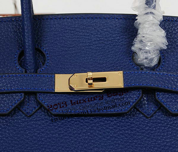 Hermes Birkin 35CM Tote Bag RoyalBlue Clemence Leather H35 Gold