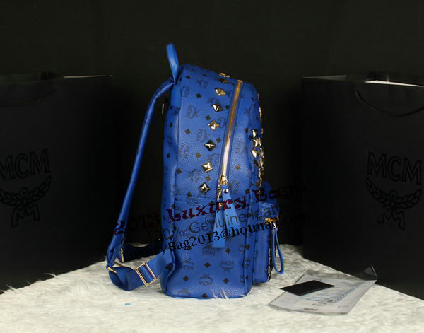 MCM Stark Backpack Jumbo in Calf Leather 8100 Blue