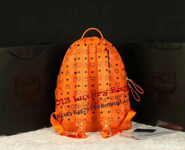 MCM Stark Backpack Jumbo in Calf Leather 8100 Orange