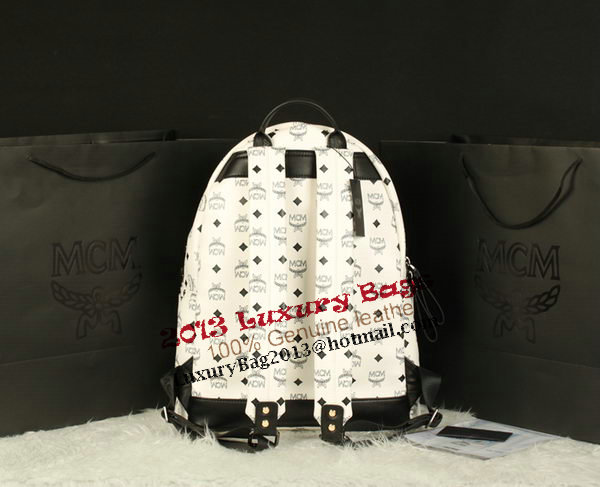 MCM Stark Backpack Jumbo in Calf Leather 8100 White