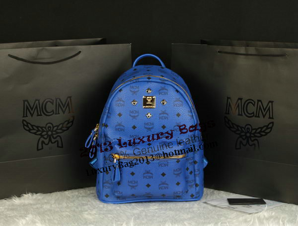 MCM Stark Backpack Large in Calf Leather 8004 Blue