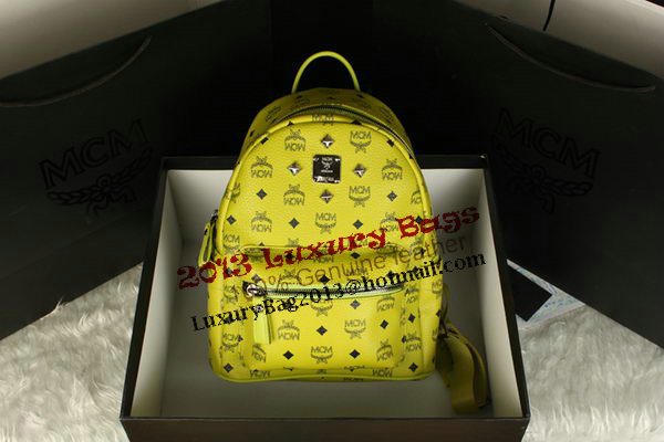 MCM Stark Backpack Large in Calf Leather 8004 Lemon