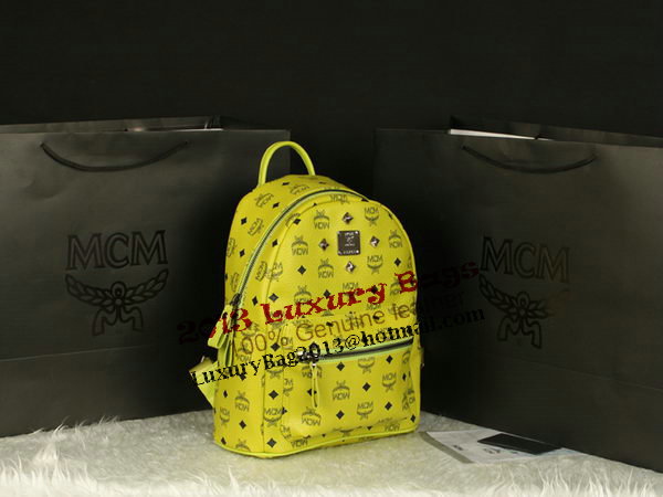 MCM Stark Backpack Large in Calf Leather 8004 Lemon