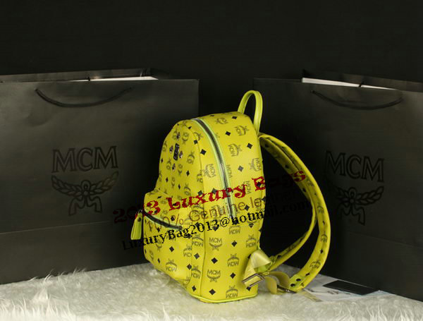 MCM Stark Backpack Large in Calf Leather 8004 Lemon