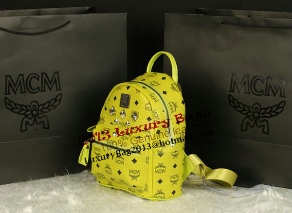 MCM Stark Backpack Medium in Calf Leather 8003 Lemon