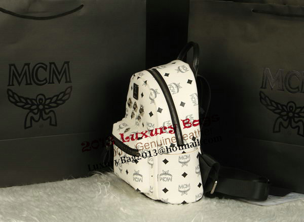 MCM Stark Backpack Medium in Calf Leather 8003 White