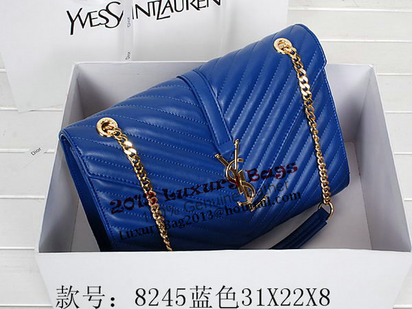 Yves Saint Laurent Classic Monogramme Flap Bag Y8245 Blue