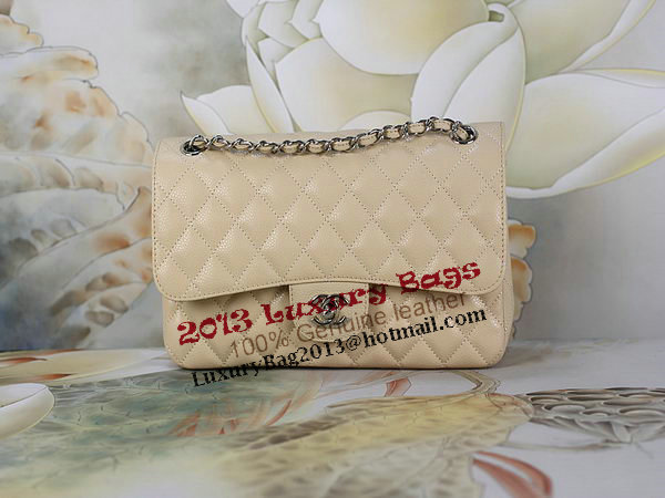 Chanel 2.55 Series Classic Flap Bag 1112 Apricot Original Cannage Pattern Leather Silver