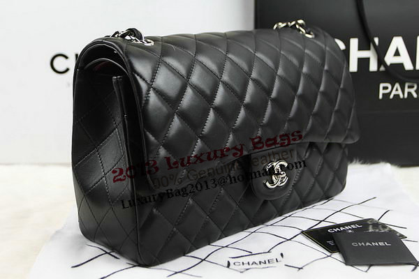 Chanel Classic Flap Bag 1113 Black Original Sheepskin Leather Silver