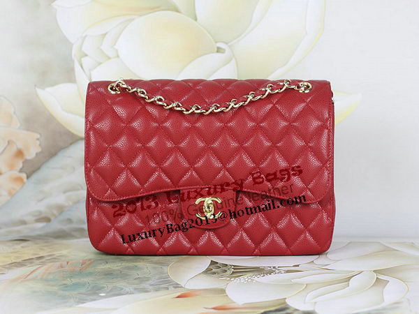 Chanel Classic Flap Bag 1113 Red Original Cannage Pattern Leather Gold