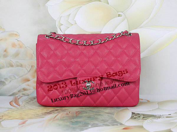 Chanel Classic Flap Bag 1113 Rose Original Cannage Pattern Leather Silver