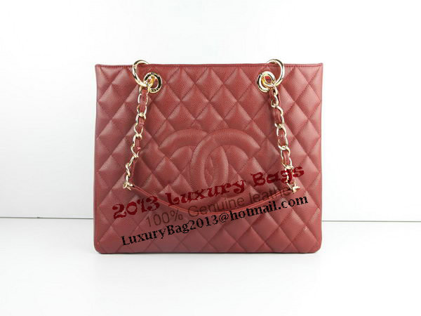 Chanel A50995 Maroon Original Cannage Leather Shoulder Bag Gold