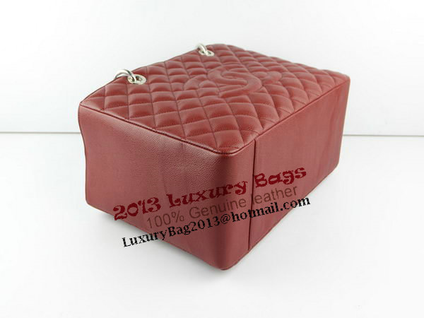 Chanel A50995 Maroon Original Cannage Leather Shoulder Bag Silver