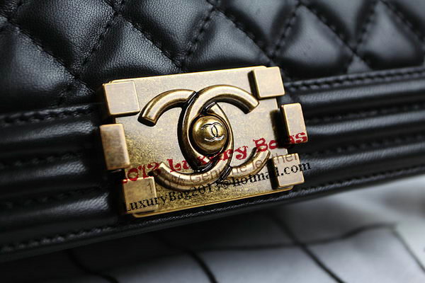 Chanel Boy Flap Shoulder Bag in Original Black Lambskin Leather A67025 Gold