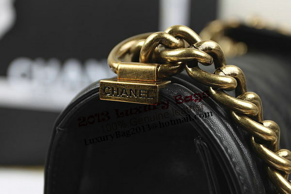 Chanel Boy Flap Shoulder Bag in Original Black Lambskin Leather A67025 Gold