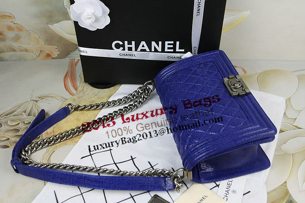 Chanel Boy Flap Shoulder Bag in Original Glazed Crackled Leather A67025 Blue