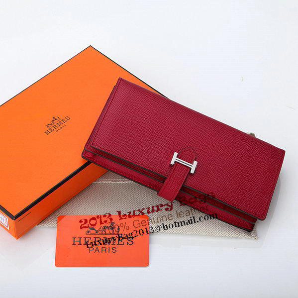 Hermes Bearn Japonaise Bi-Fold Wallet Original Leather A208 Burgundy