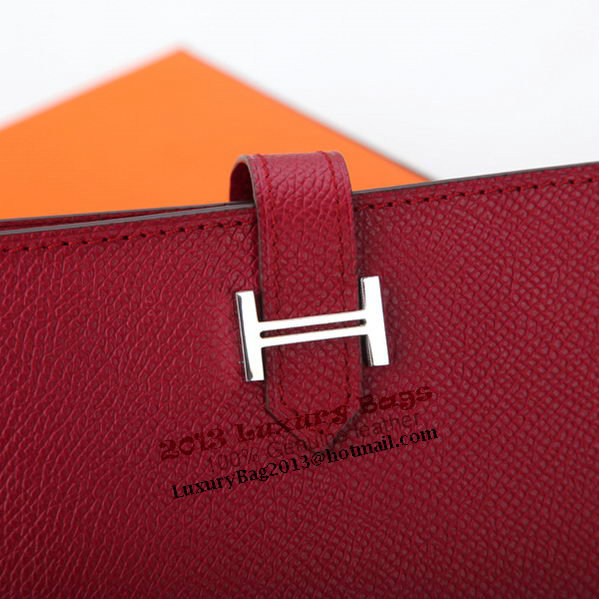 Hermes Bearn Japonaise Bi-Fold Wallet Original Leather A208 Burgundy