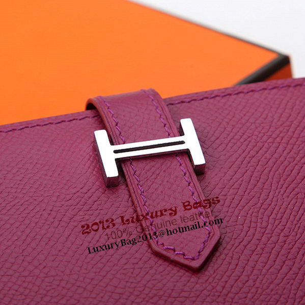 Hermes Bearn Japonaise Bi-Fold Wallet Original Leather A208 Purple