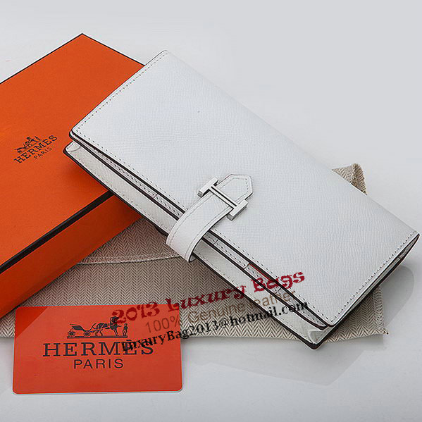 Hermes Bearn Japonaise Bi-Fold Wallet Original Leather A208 White