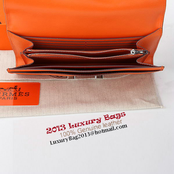 Hermes Constance Long Wallets Original Calfskin Leather A909 Orange