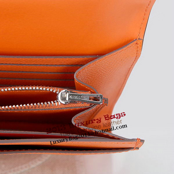 Hermes Constance Long Wallets Original Calfskin Leather A909 Orange