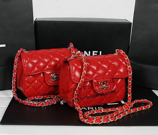 Chanel 1115 Classic mini Flap Bag in Red Sheepskin Leather