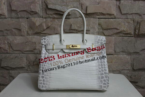 Hermes Birkin 35CM Tote Bag White Croco Leather H35 Gold