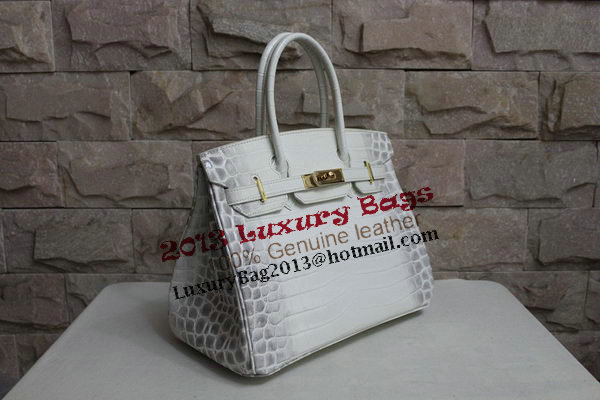 Hermes Birkin 35CM Tote Bag White Croco Leather H35 Gold