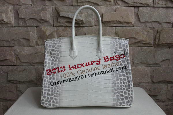 Hermes Birkin 35CM Tote Bag White Croco Leather H35 Silver